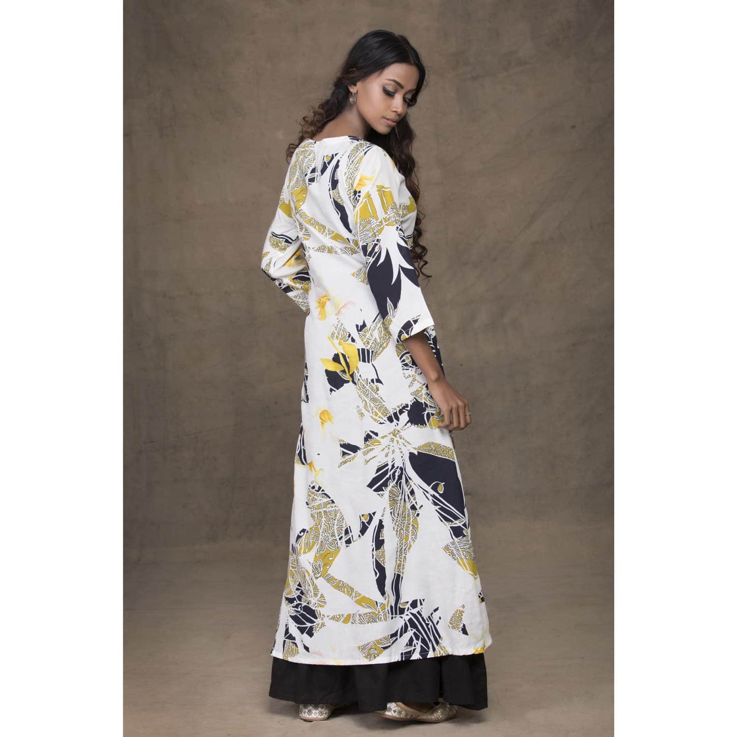 Image for Black Digital Print Dress Back 2