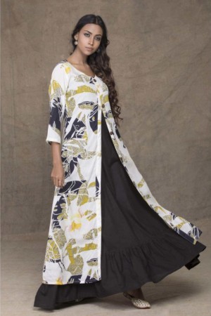 Image for Black Digital Print Dress Front 2