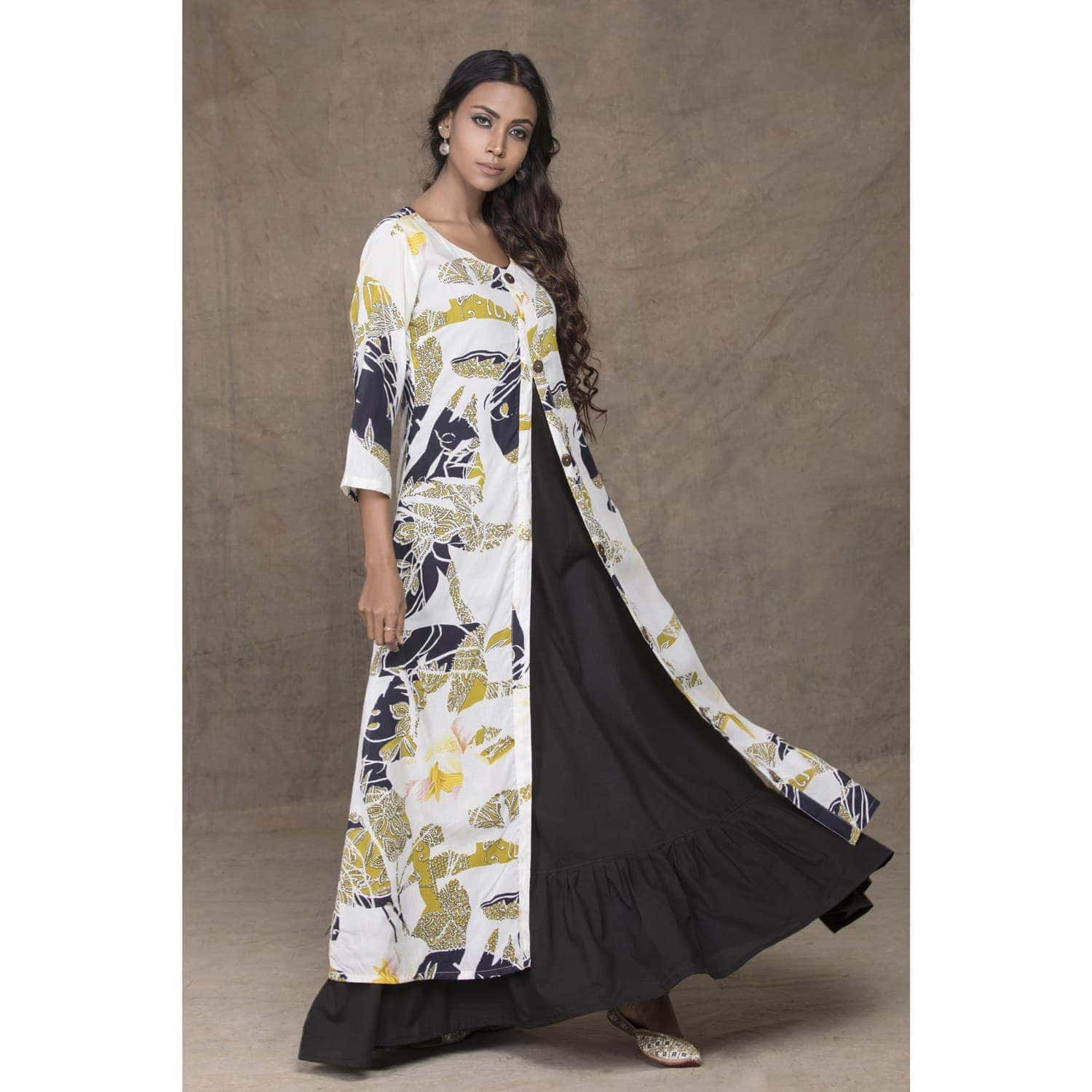 Image for Black Digital Print Dress Front 2