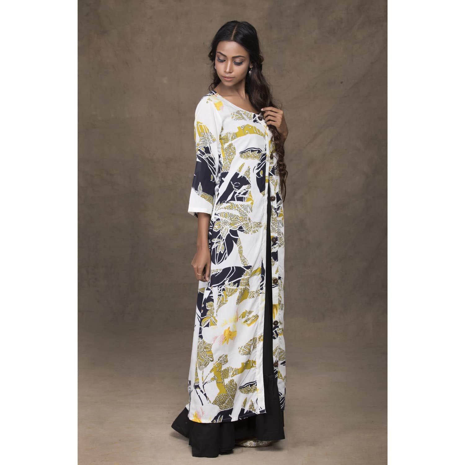 Image for Black Digital Print Dress Side 2