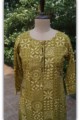 Image for Wa243a Olive Green Kurta Closeup 1