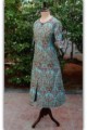 Image for Sr 08 Mughal Print Turquoise Maroon Kurta Side