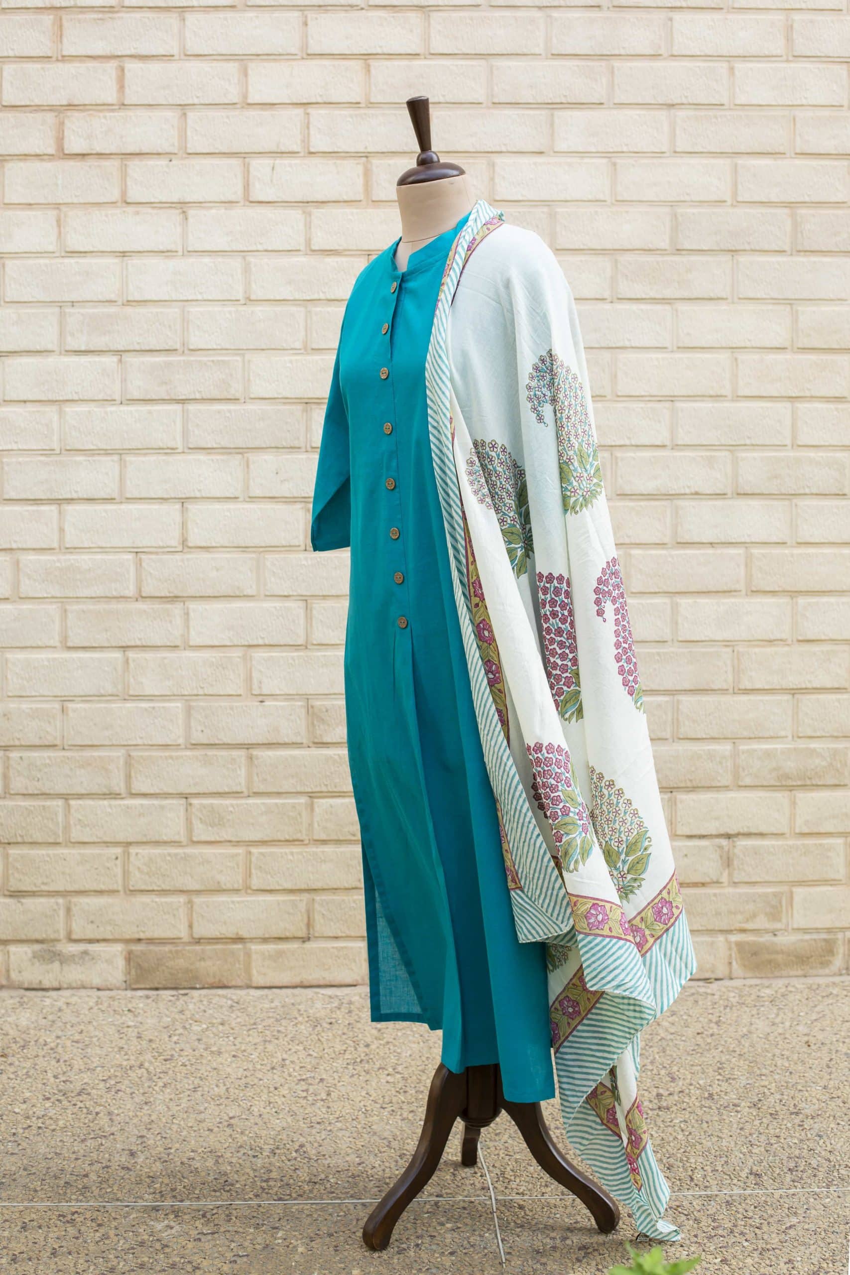 Image for Solid Turquoise Kurta 2 1 Scaled