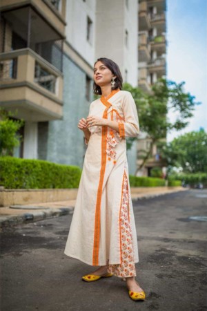 Image for Ws 296 Angrakha Orange Kurta