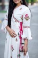 Image for Kusvaa Sr25 White Pink Flower Print Dngrakha Dress Side