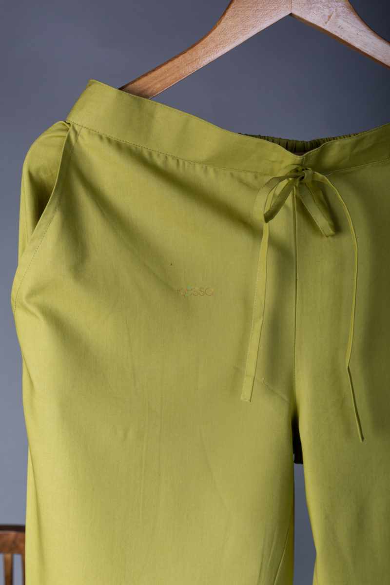 Image for Kusvaa Wsp01 Cotton Pants With Pocket Algae Green Front