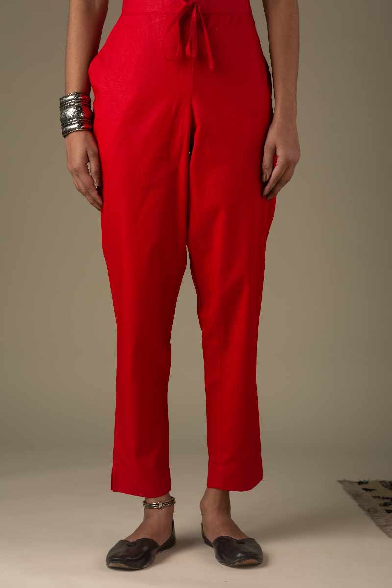 Image for Kusvaa Wsp01 Cotton Pants With Pocket Red Featured Newest