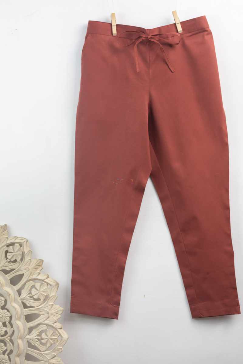 Image for Kusvaa Wsp01 Cotton Pants With Pocket Rust Closeup Renew