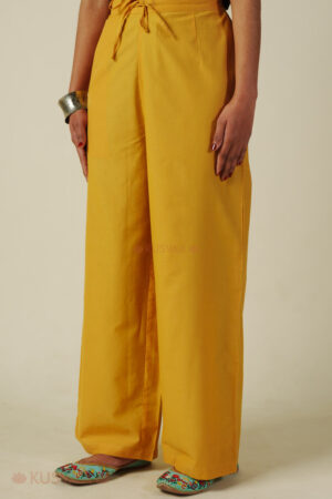 Image for Kusvaa Wsp02 Cotton Palazzo With Pocket Lightyellow Front