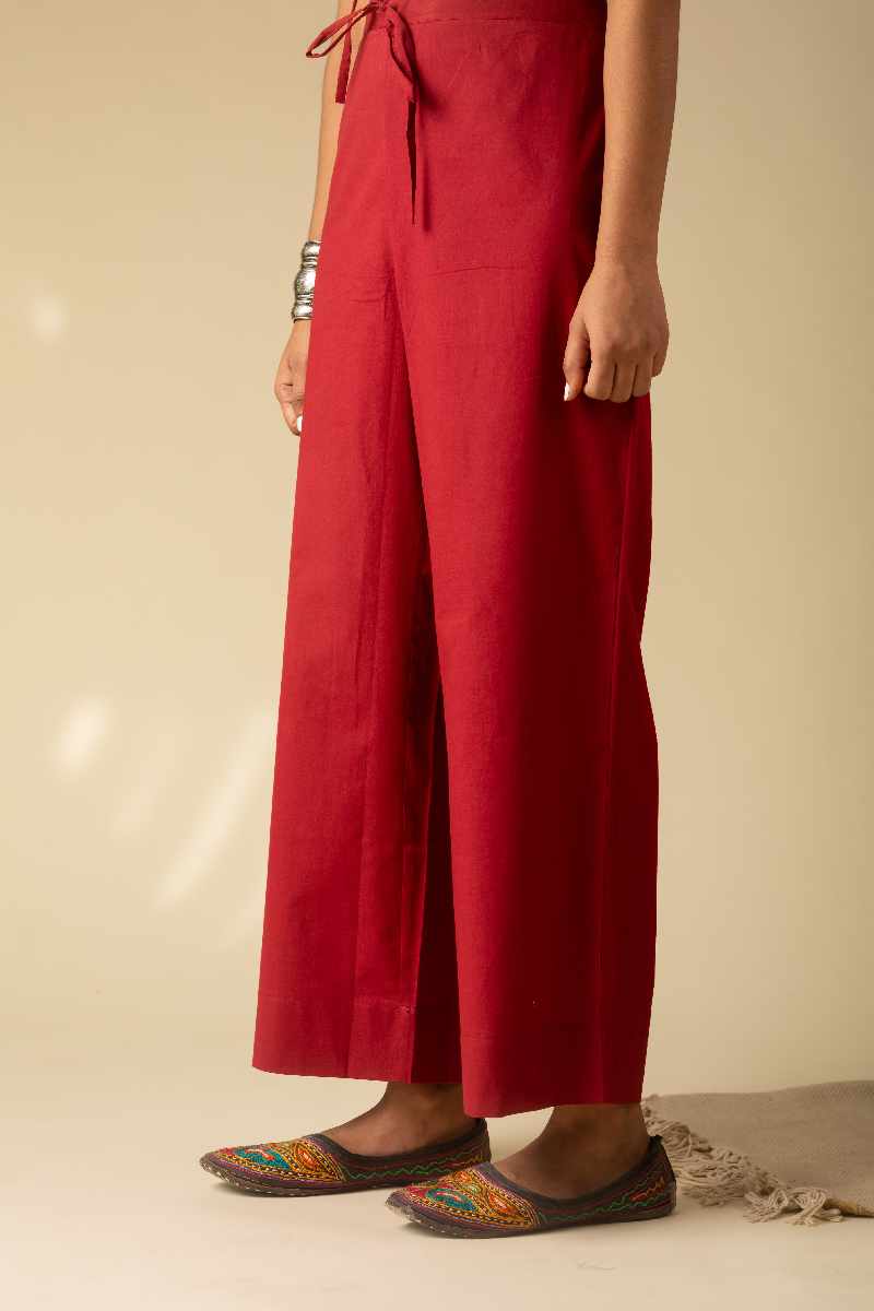Image for Kusvaa Wsp02 Cotton Palazzo With Pocket Maroon Front Newest