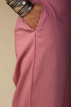 Image for Kusvaa Wsp02 Cotton Palazzo With Pocket Mauve Closeup