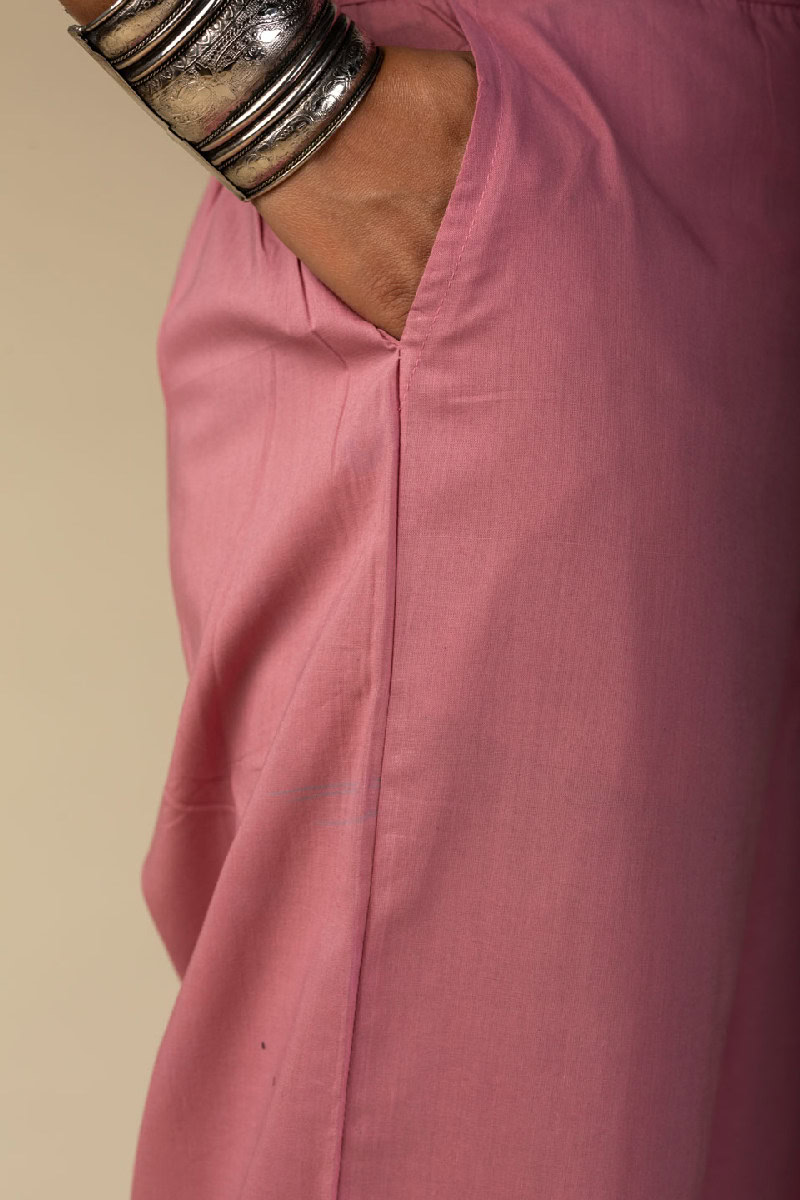 Image for Kusvaa Wsp02 Cotton Palazzo With Pocket Mauve Closeup