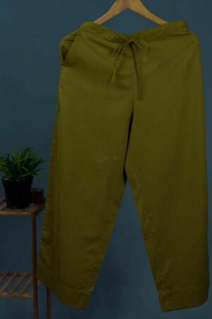 Image for Kusvaa Wsp02 Cotton Palazzo With Pocket Mehendi Green Closeup 2