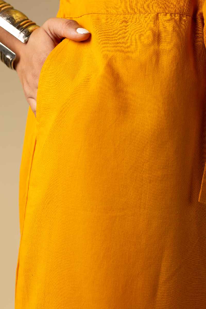 Image for Kusvaa Wsp02 Cotton Palazzo With Pocket Mustard Closeup Newest