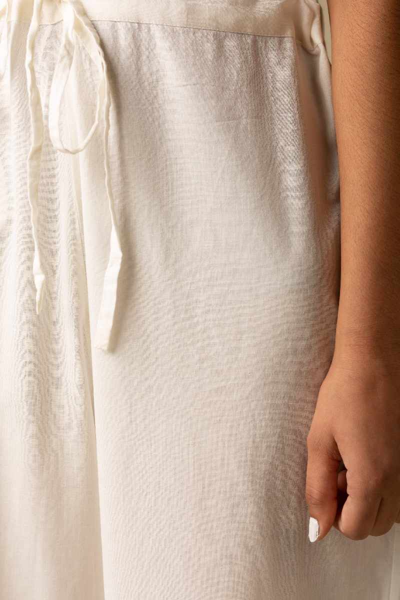 Image for Kusvaa Wsp02 Cotton Palazzo With Pocket Offwhite Closeup Newest