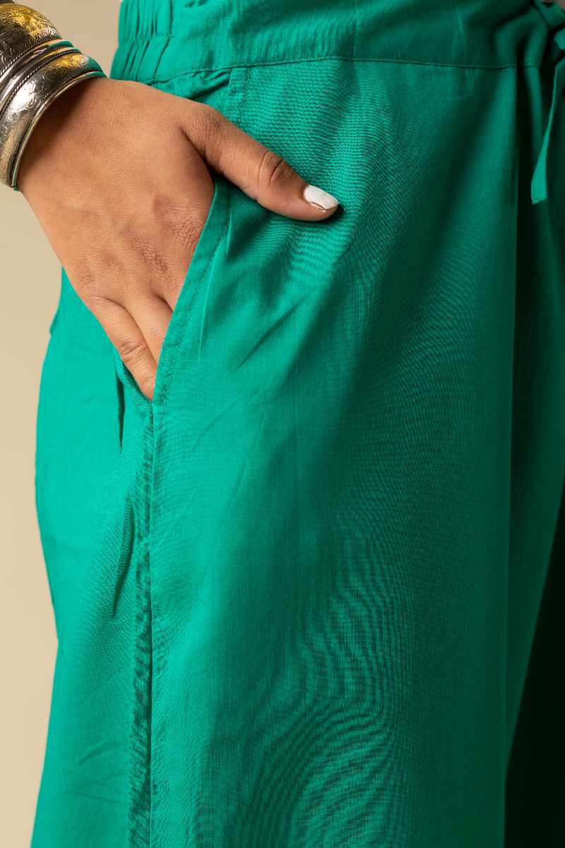 Image for Kusvaa Wsp02 Cotton Palazzo With Pocket Ramagreen Side Newest