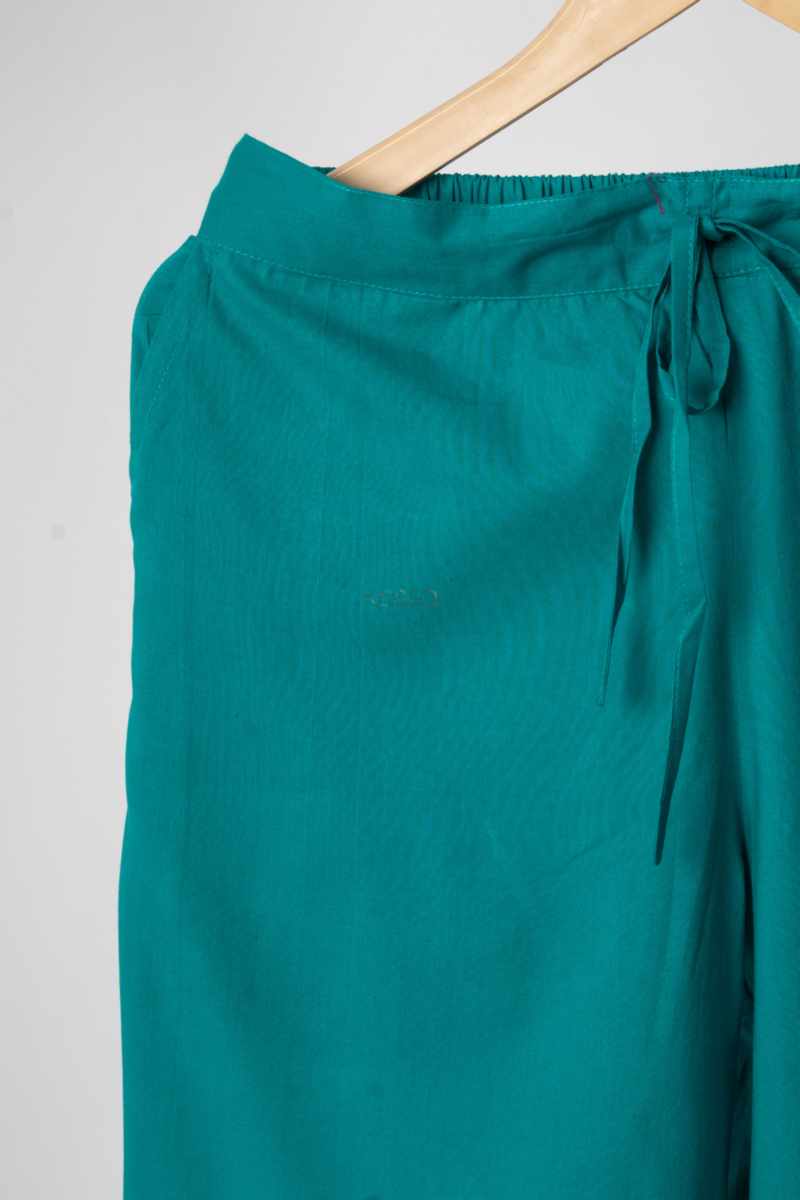 Image for Kusvaa Wsp02 Cotton Palazzo With Pocket Turrquoise Front