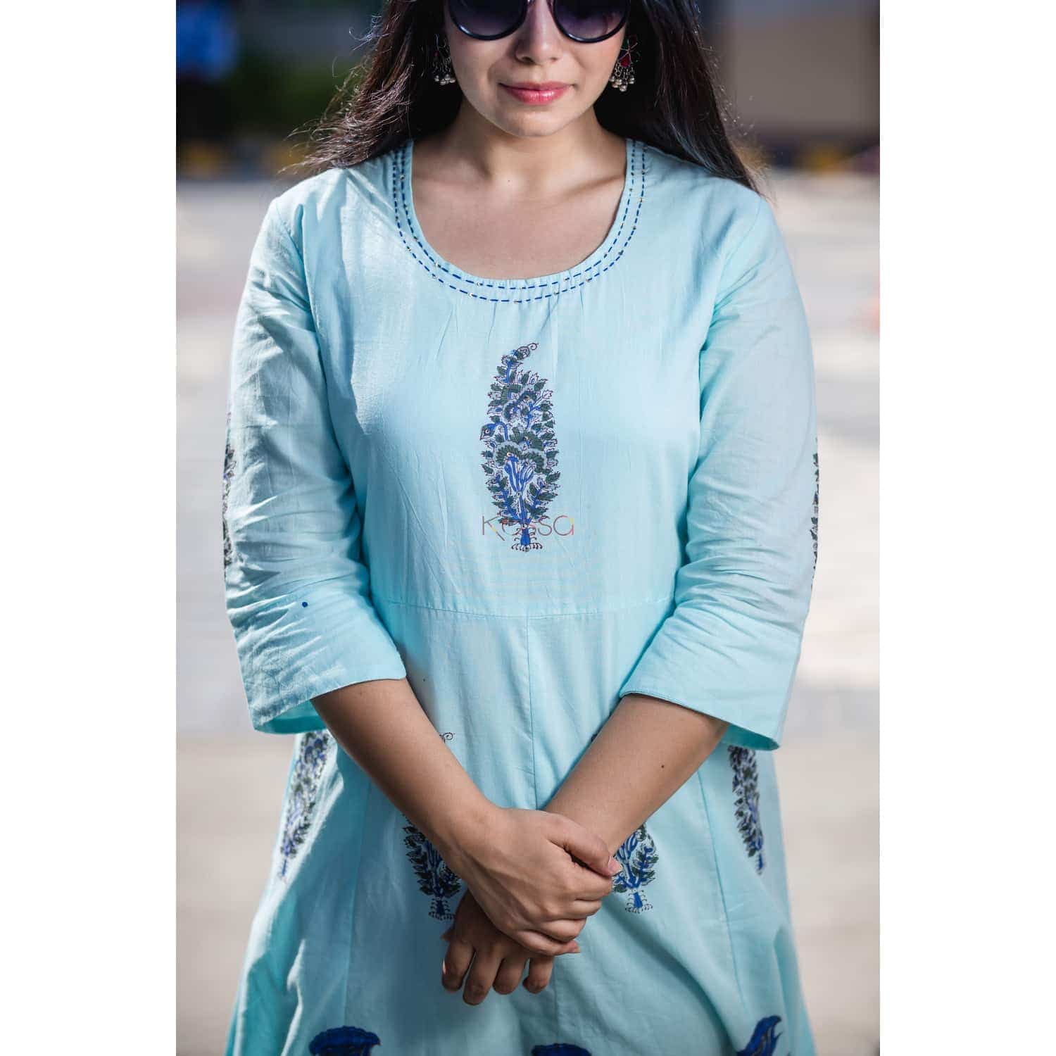 Image for Sr18 Aqua Blue Dress Closeup