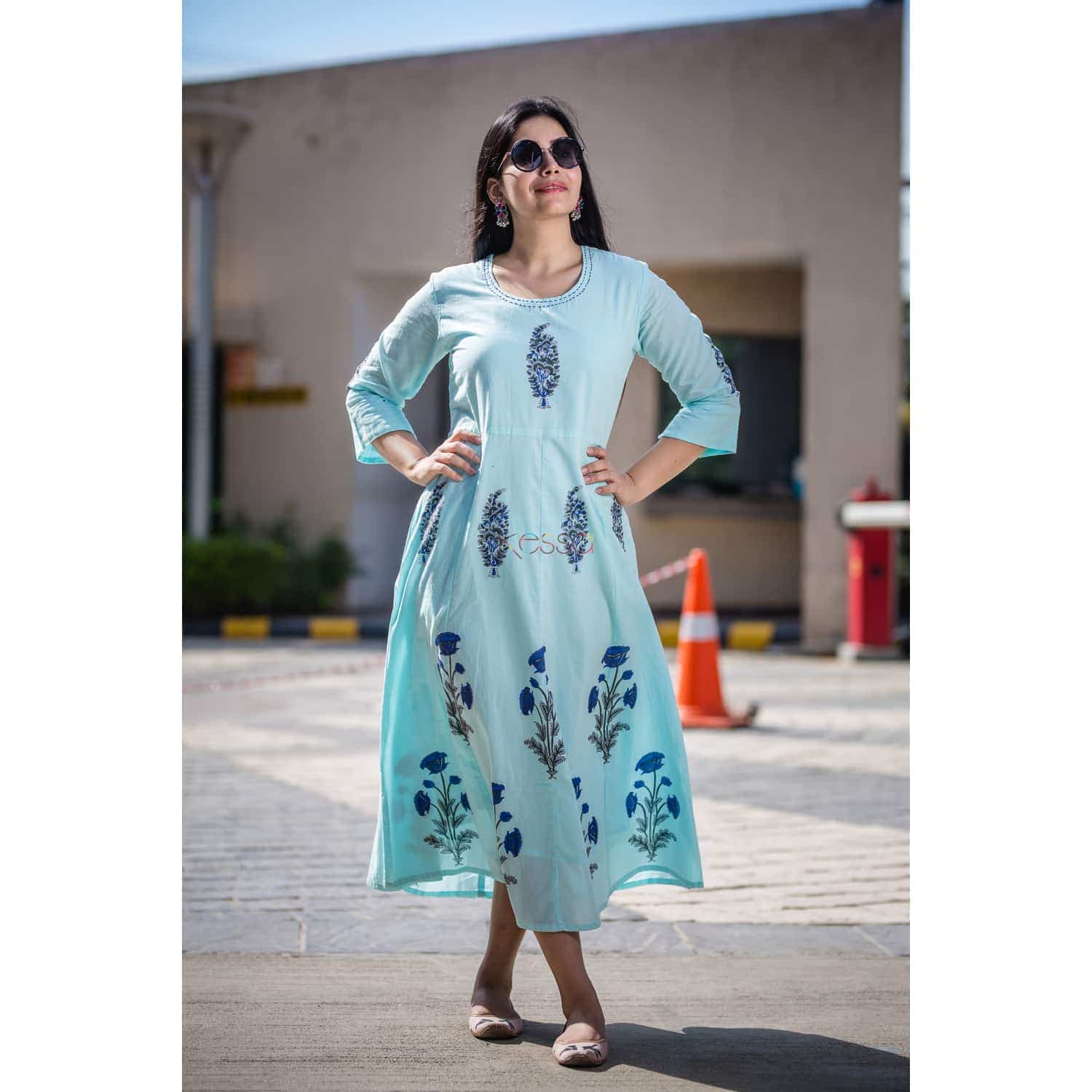 Image for Sr18 Aqua Blue Dress Side