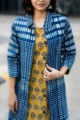 Image for Sr36 Indigo Cape Ajrakh Sleeveless Dress Closeup