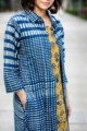 Image for Sr36 Indigo Cape Ajrakh Sleeveless Dress Side