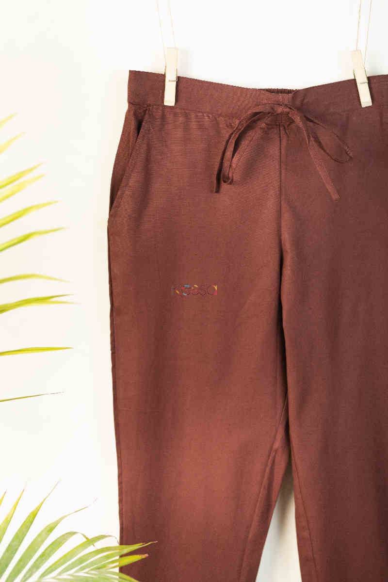 Image for Wsp01 Pants With Pocket Elasticated Waist D Brown Closeup