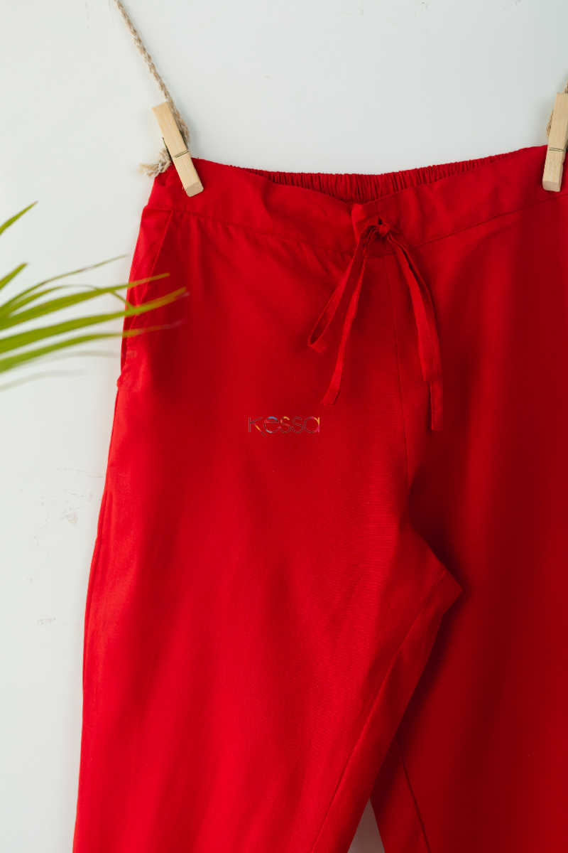 Image for Wsp01 Pants With Pocket Elasticated Waist Red Closeup