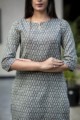 Image for Kusvaa Taf02 Regular Wear Grey Kurta Closeup