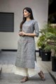 Image for Kusvaa Taf02 Regular Wear Grey Kurta Side