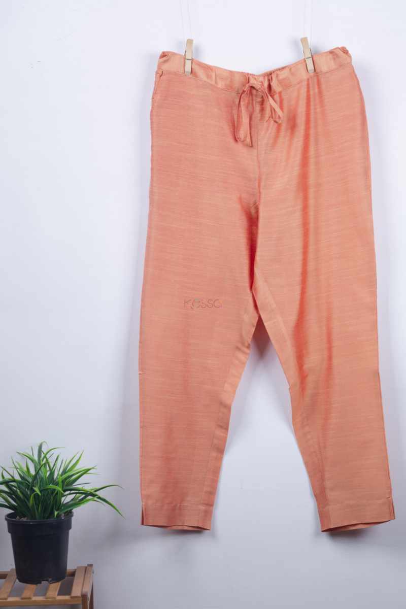 Image for Kusvaa Ws207p Cotton Silk Pants With Pocket Carrot Orange Featured New