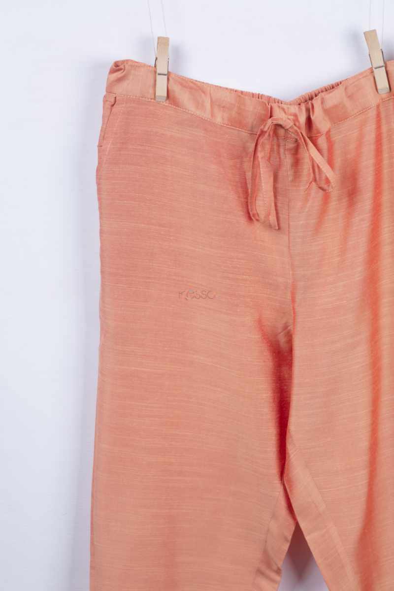 Image for Kusvaa Ws207p Cotton Silk Pants With Pocket Carrot Orange Front New