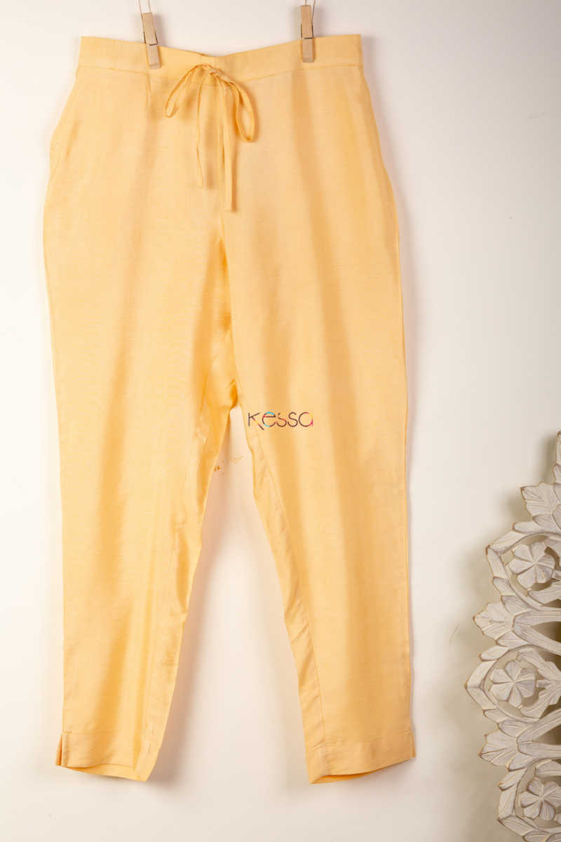 Image for Kusvaa Ws207p Cotton Silk Pants With Pocket Golden Sand Front