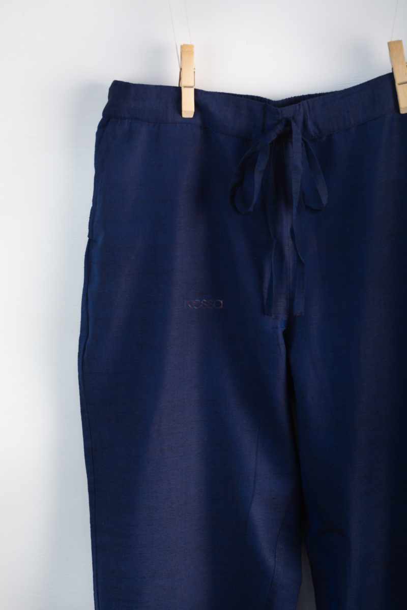 Image for Kusvaa Ws207p Cotton Silk Pants With Pocket Indigo Closeup New