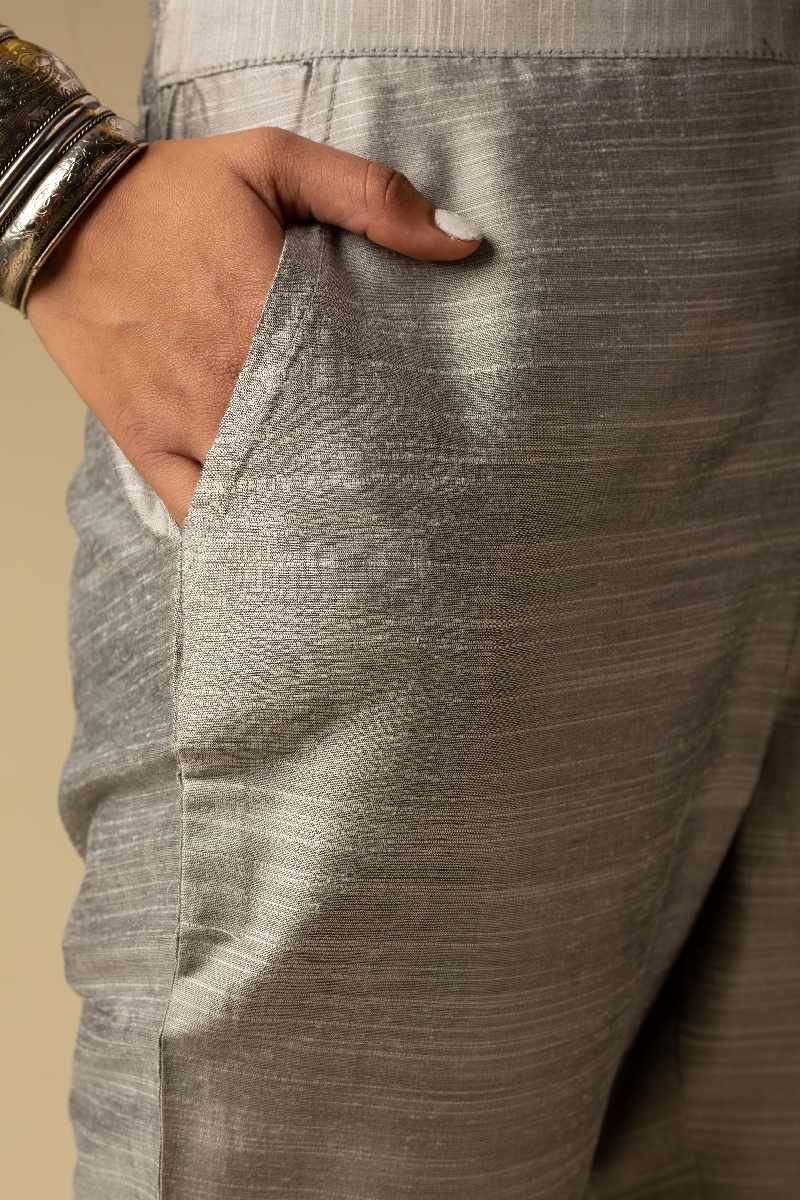 Image for Kusvaa Ws207p Cotton Silk Pants With Pocket Lightgrey Side Newest