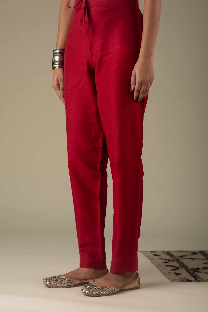 Image for Kusvaa Ws207p Cotton Silk Pants With Pocket Maroon Featured Newest