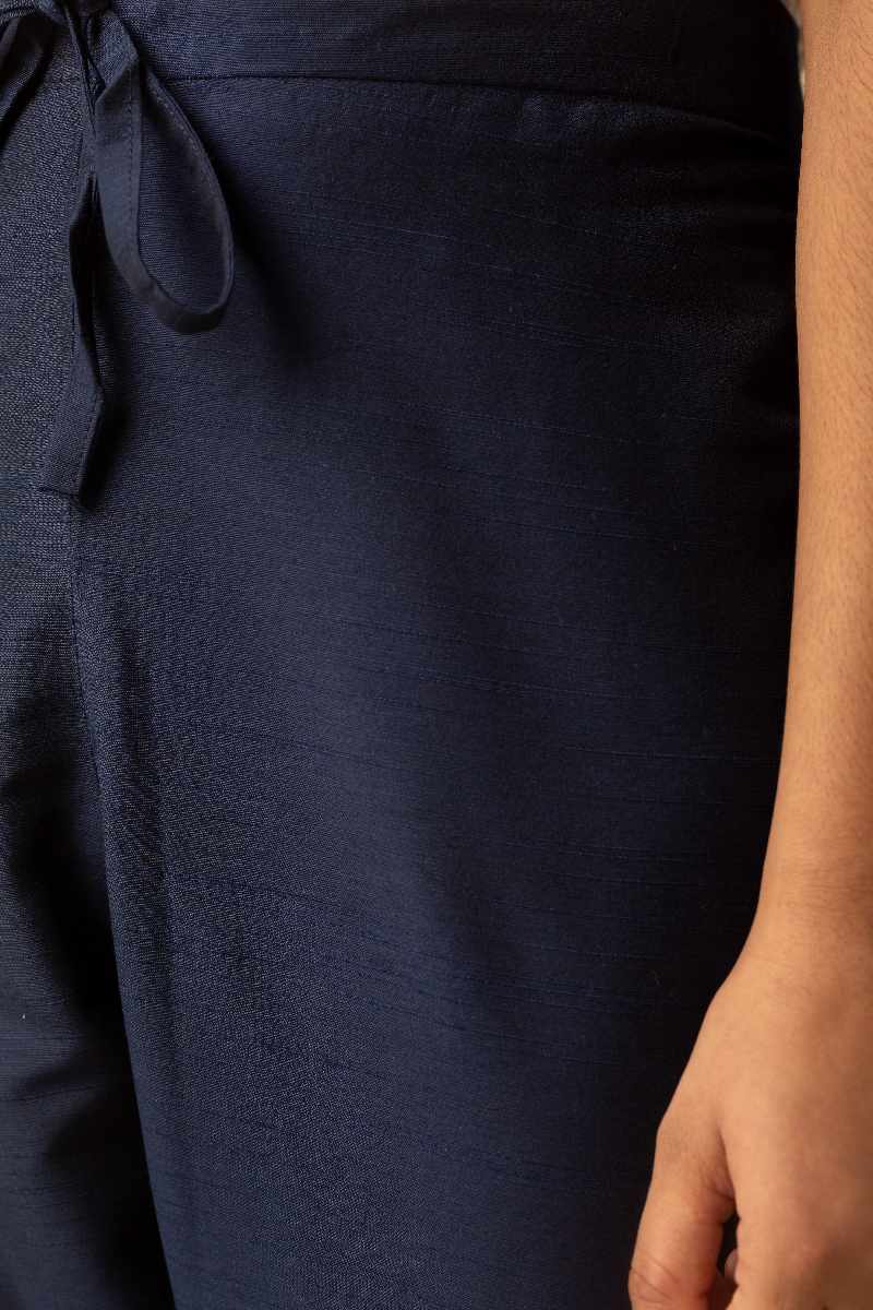 Image for Kusvaa Ws207p Cotton Silk Pants With Pocket Navy Blue Closeup Newest