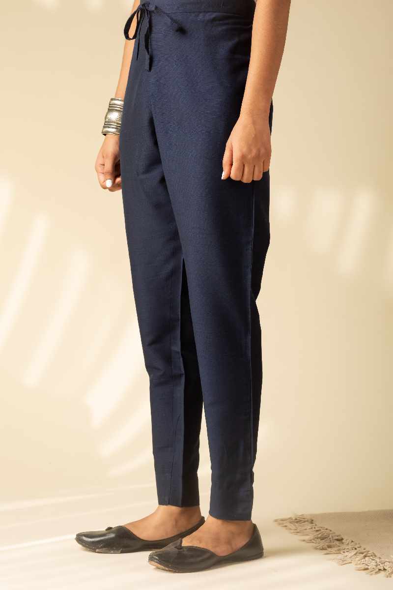 Image for Kusvaa Ws207p Cotton Silk Pants With Pocket Navy Blue Front Newest