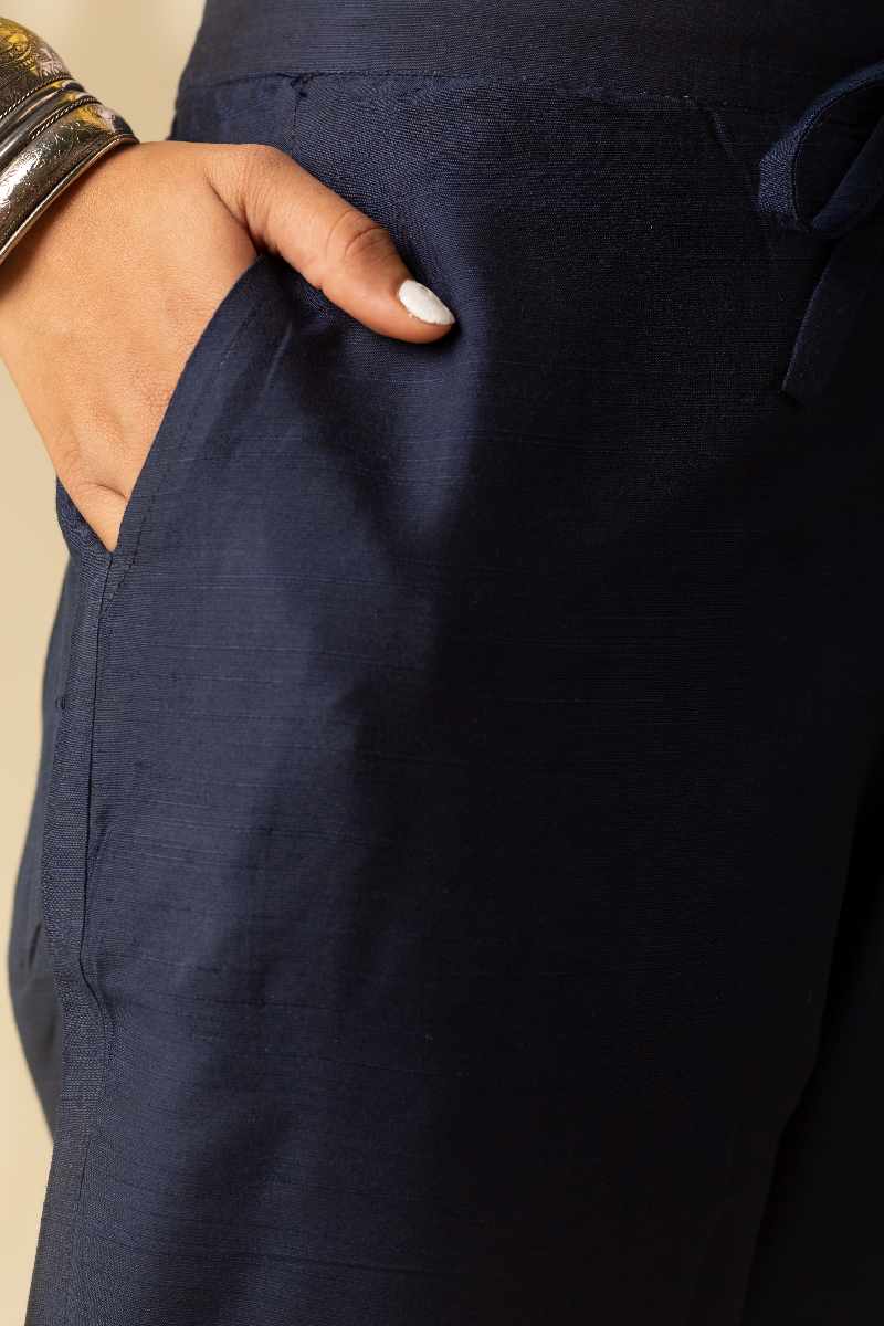 Image for Kusvaa Ws207p Cotton Silk Pants With Pocket Navy Blue Side Newest