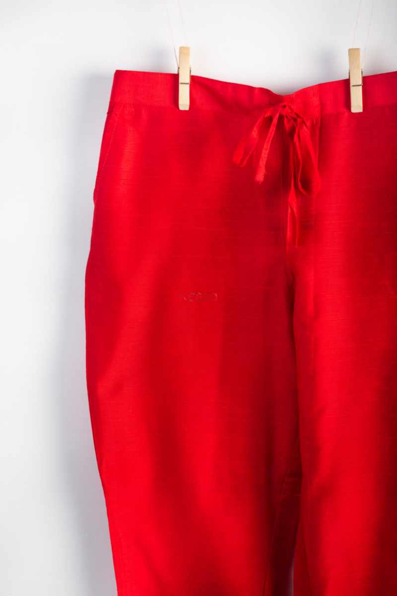Image for Kusvaa Ws207p Cotton Silk Pants With Pocket Red Sitting New