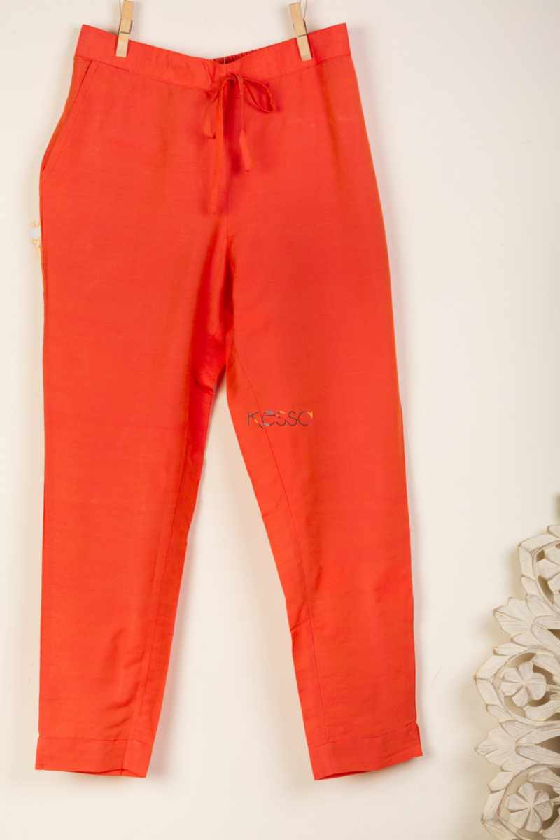 Image for Kusvaa Ws207p Cotton Silk Pants With Pocket Sindoori Closeup