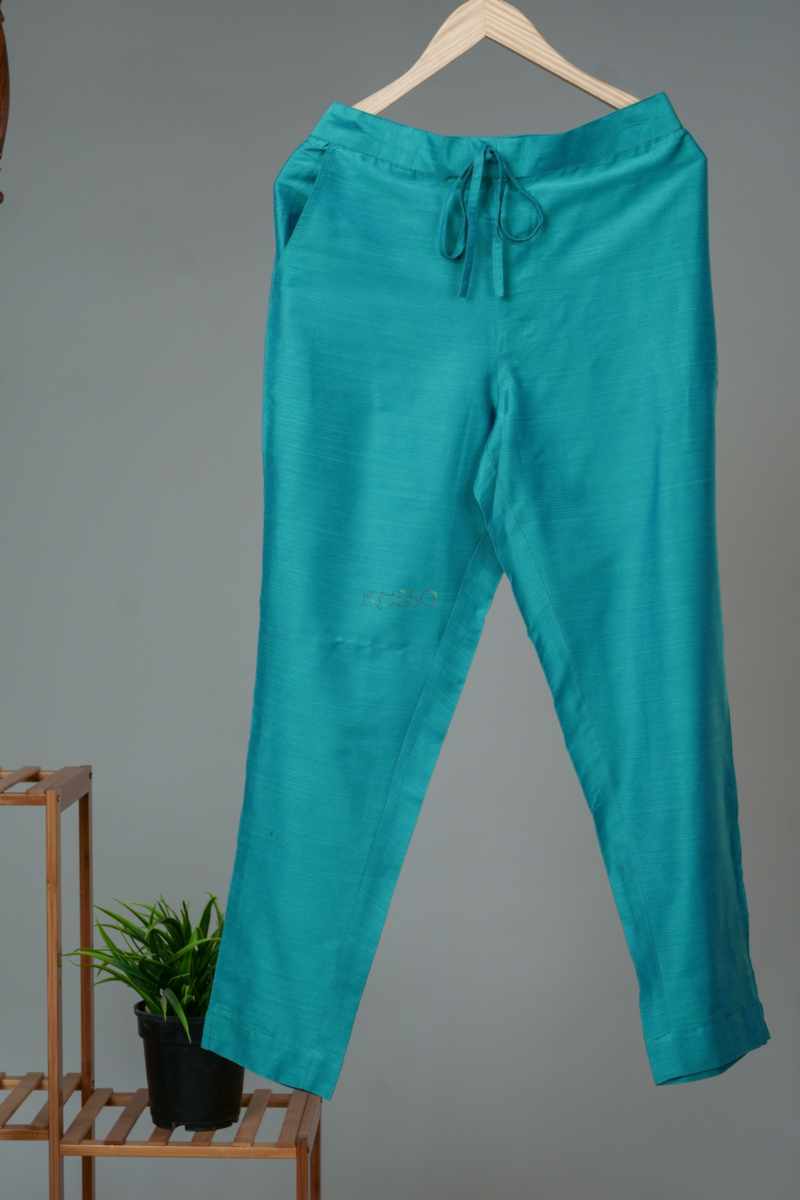 Image for Kusvaa Ws207p Cotton Silk Pants With Pocket Turquoise Featured Newest