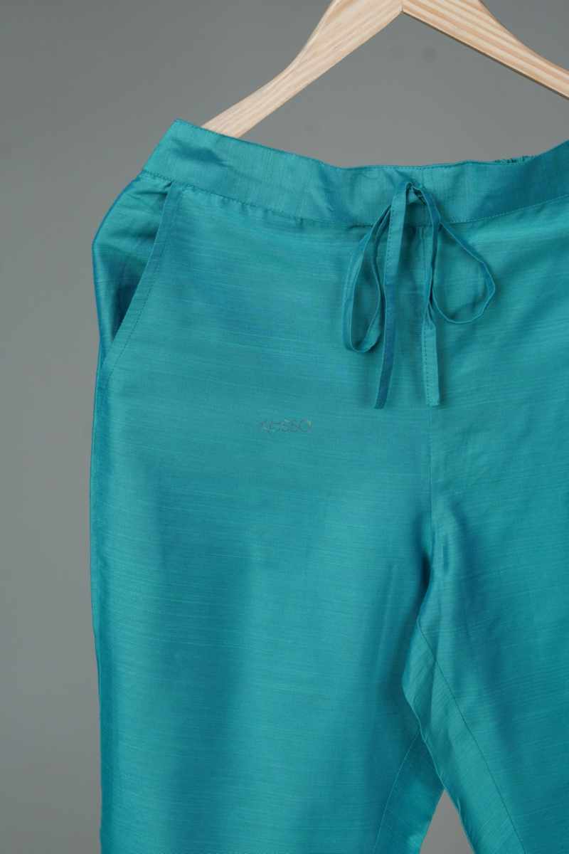 Image for Kusvaa Ws207p Cotton Silk Pants With Pocket Turquoise Front Newest