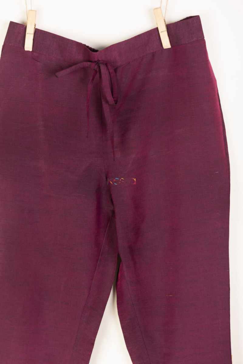 Image for Kusvaa Ws207p Cotton Silk Pants With Pocket Wine Closeup