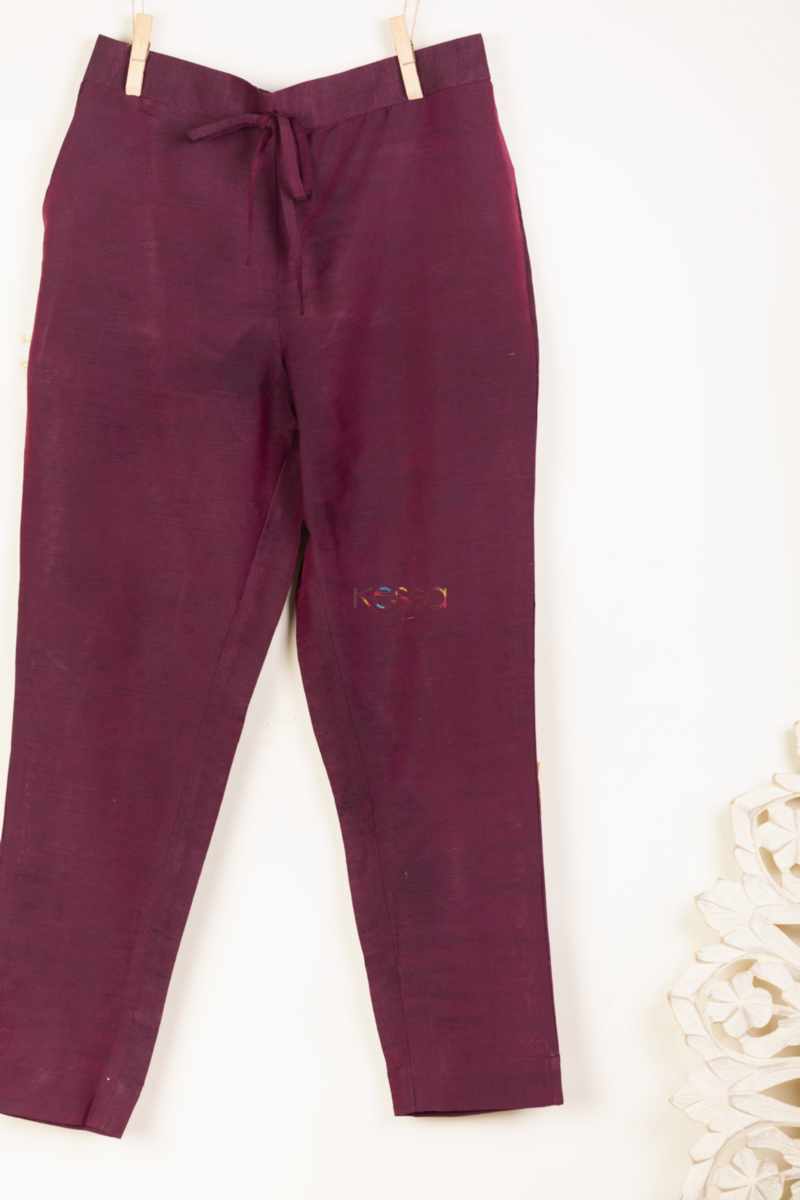 Image for Kusvaa Ws207p Cotton Silk Pants With Pocket Wine Front
