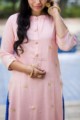 Image for Kusvaa Ws319 Baby Pink Kurta Leheriya Palazzo Closeup