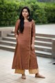 Image for Kusvaa Ws333 Brown Kurta Zari Work Pocket