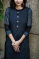 Image for Kusvaa Ws334 Black Striped South Cotton Kurta Closeup