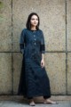 Image for Kusvaa Ws334 Black Striped South Cotton Kurta Side