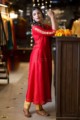 Image for Kusvaa Ws336 Red Silk Kurta Pittan Work Side