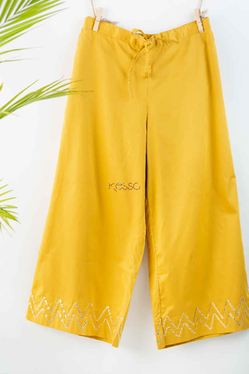 Image for Kusvaa Wsp05 Cotton Satin Palazzo Pocket Elasticated Waist 1 Mustard Featured